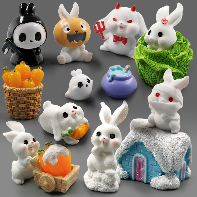 Home Decor Za - Halloween Christmas Easter White Rabbit Figurine