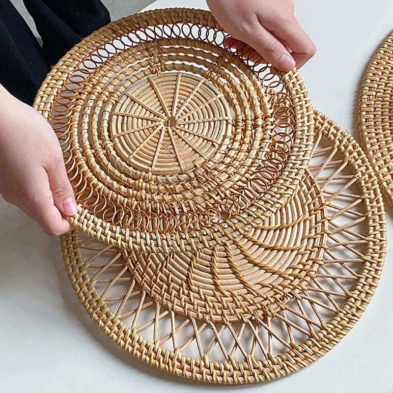 Round Wicker Tray Rattan Woven - Rattan Plant Basket recension och pris