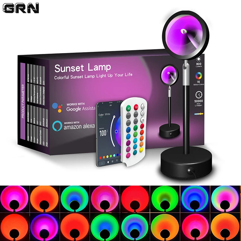 Smart LED Sunset Lamp Colorful - Home Decor Free App recension och pris