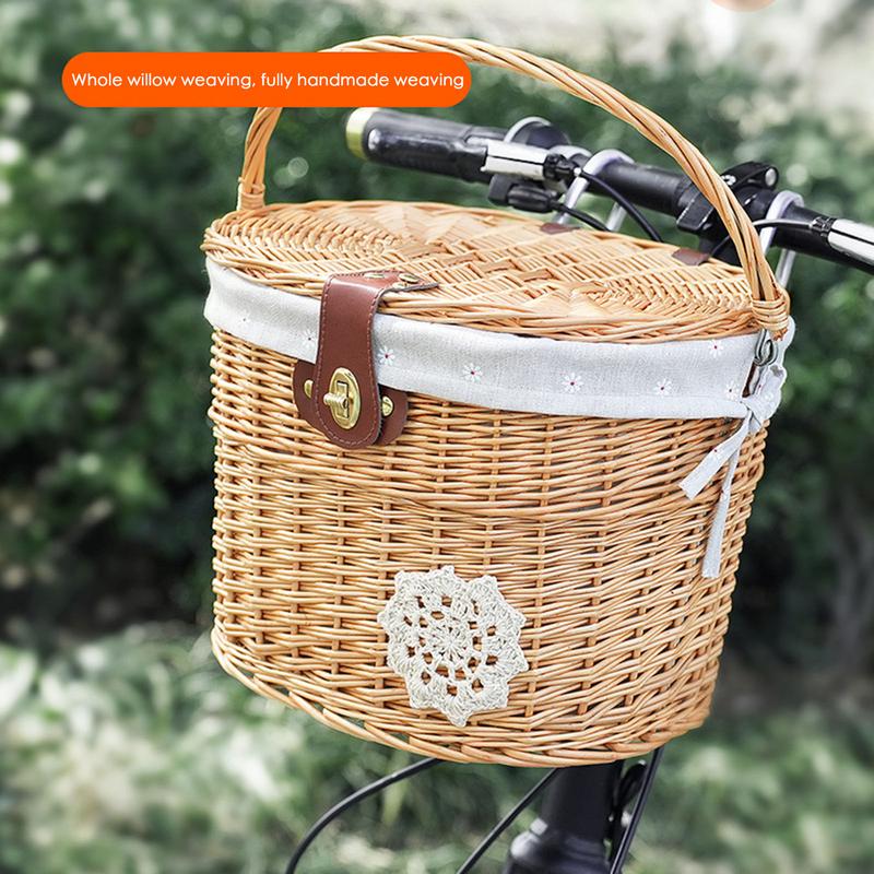 Wicker Bicycle Basket Handleba - Rattan Plant Basket recension och pris