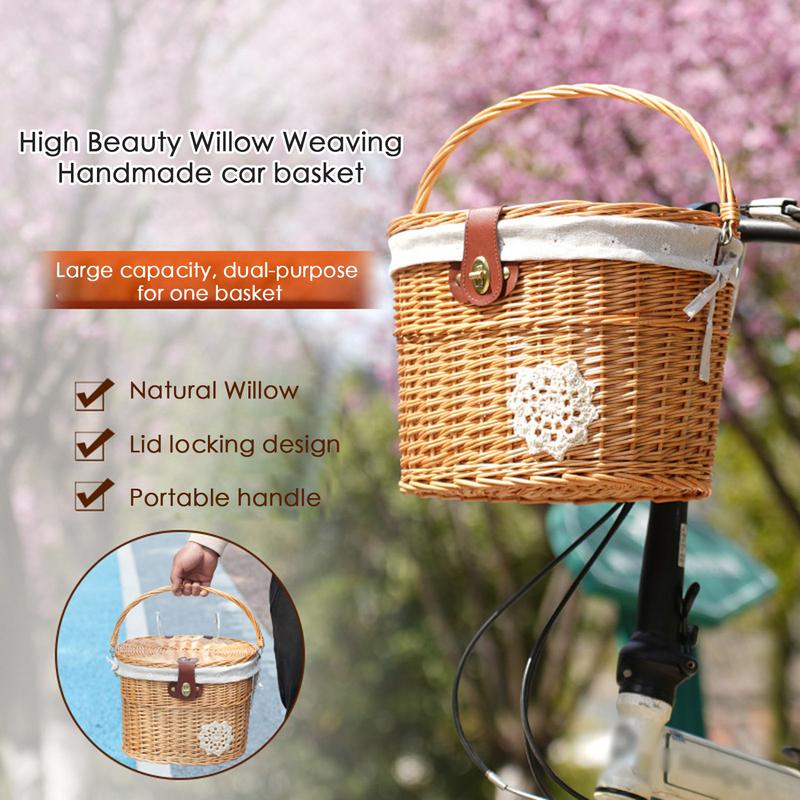 Wicker Bicycle Basket Handleba - Rattan Plant Basket recension och pris