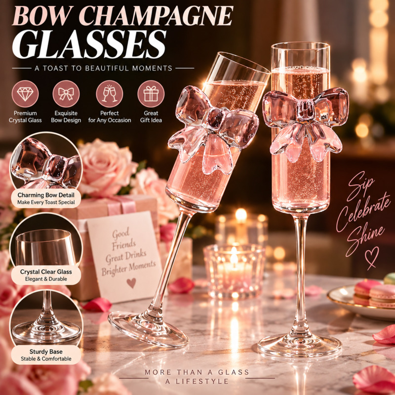 Bow Champagne Flutes Glass Wed - Home Decor Y2K recension och pris