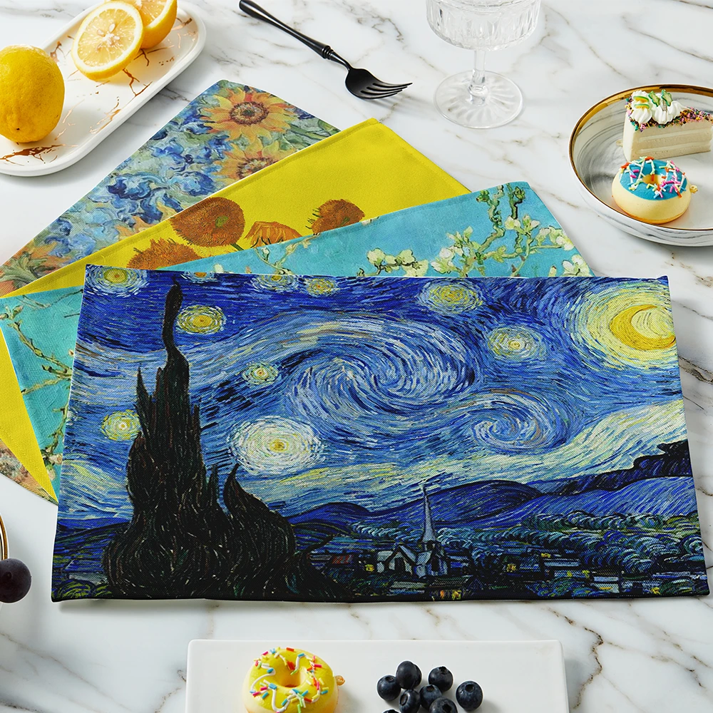 New Van Gogh Oil Painting Tabl - Linen Table Runner recension och pris