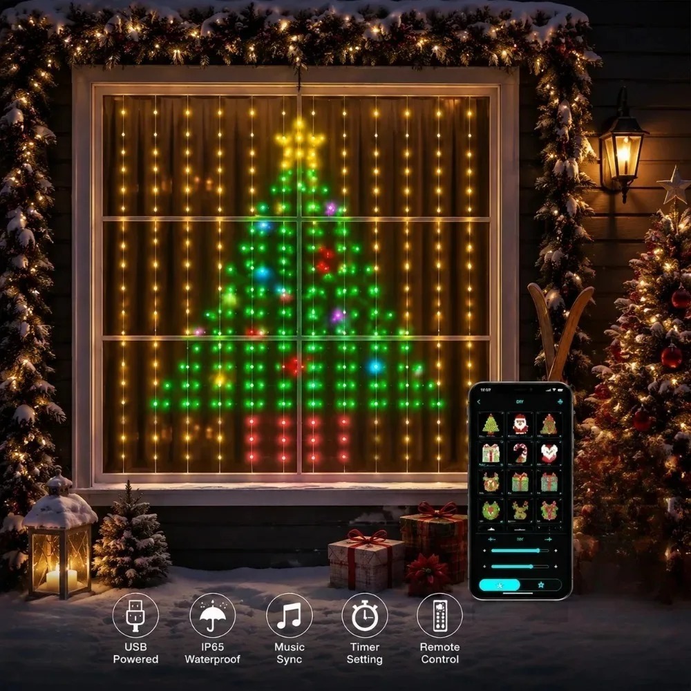 LED Pixel Curtain Lights Bluet - Home Decor Free App recension och pris