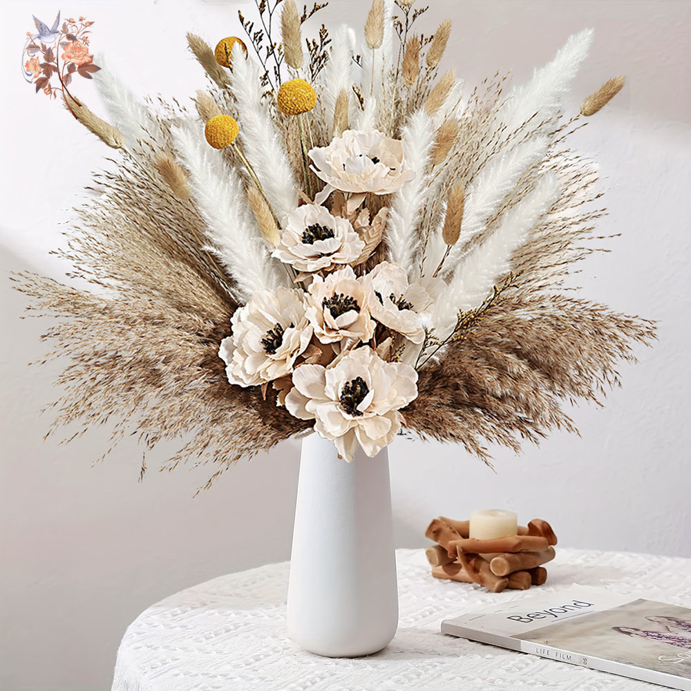 55Pcs Artificial Flower Bouque - Pampas Grass Decor recension och pris