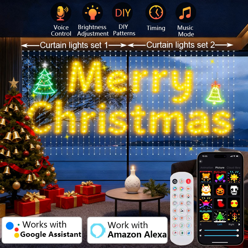 1/2PCS 400LEDs Smart Curtain L - Home Decor Free App recension och pris