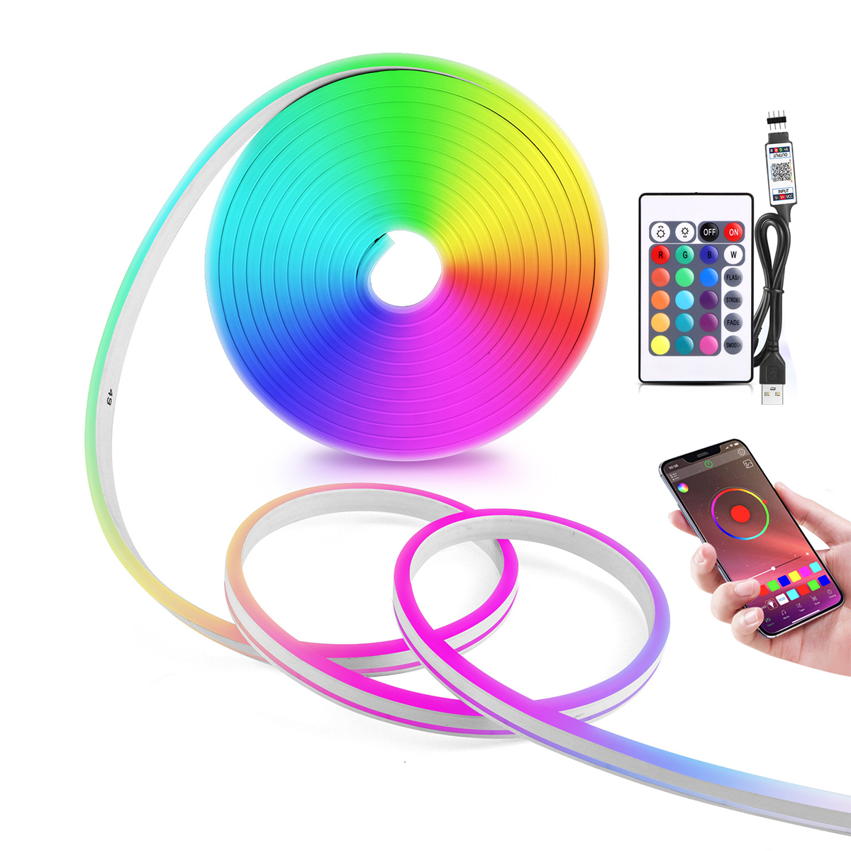 5V USB RGB Neon LED Strip Ligh - Home Decor Free App recension och pris