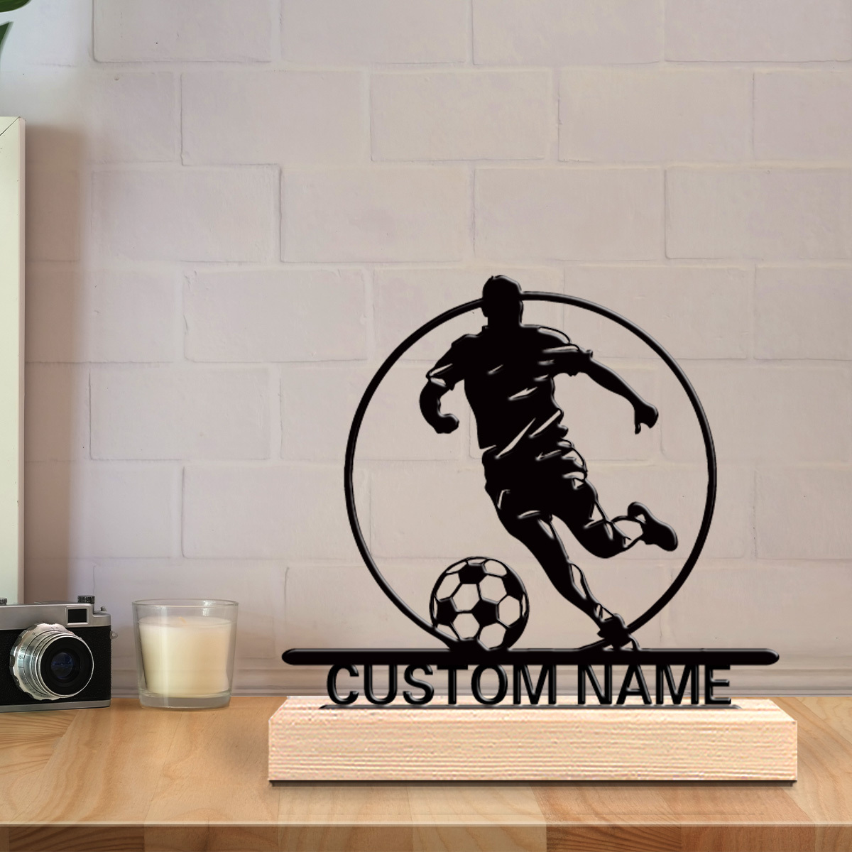 Custom Soccer Player Metal Sta - Home Decor Theme recension och pris