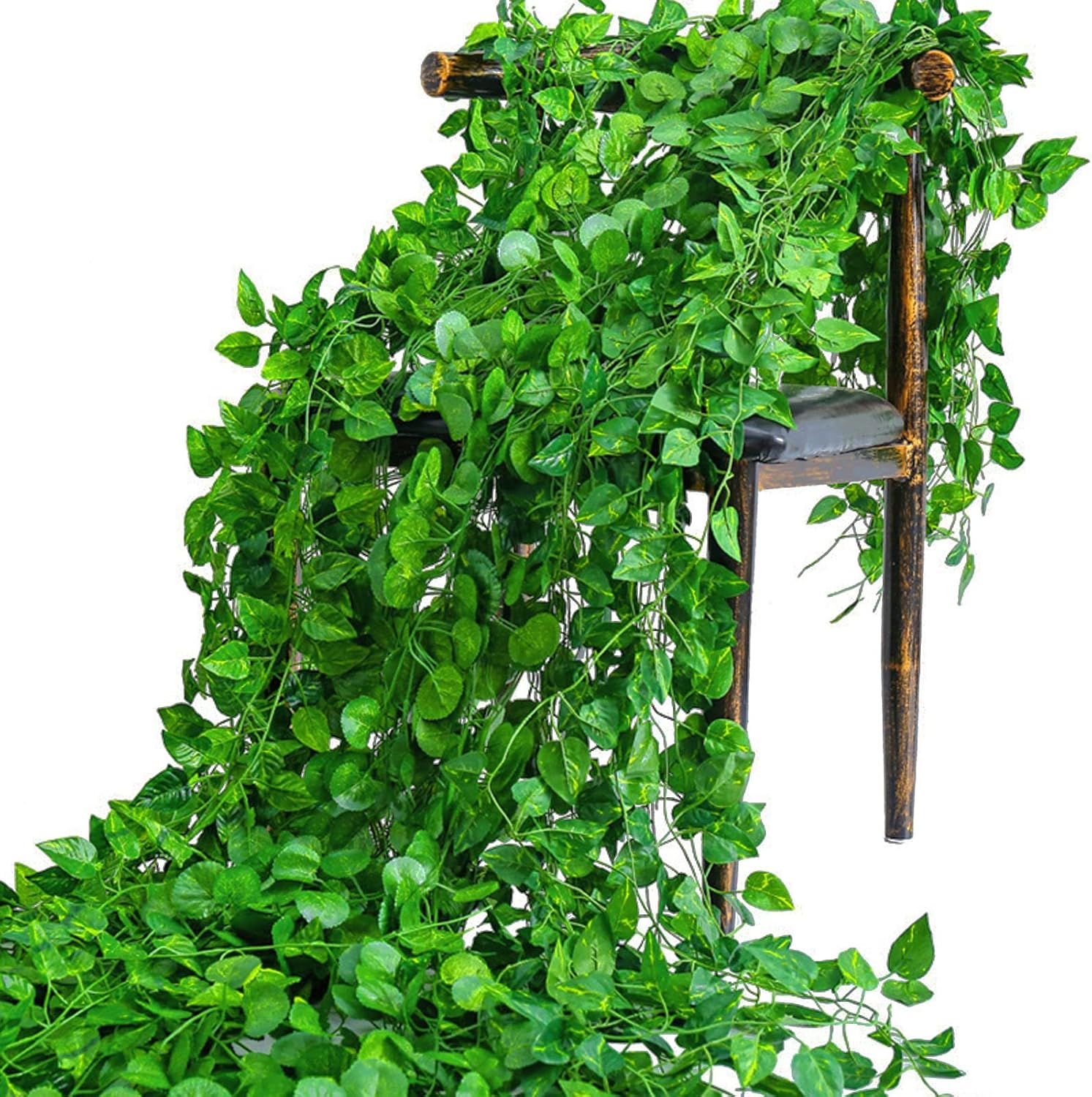 Artificial Green Ivy Leaf Ratt - Rattan Plant Basket recension och pris