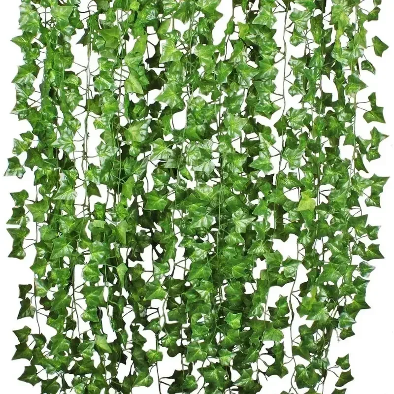 Artificial Green Ivy Leaf Ratt - Rattan Plant Basket recension och pris