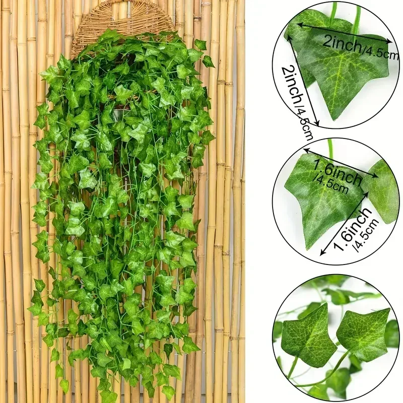 Artificial Green Ivy Leaf Ratt - Rattan Plant Basket recension och pris