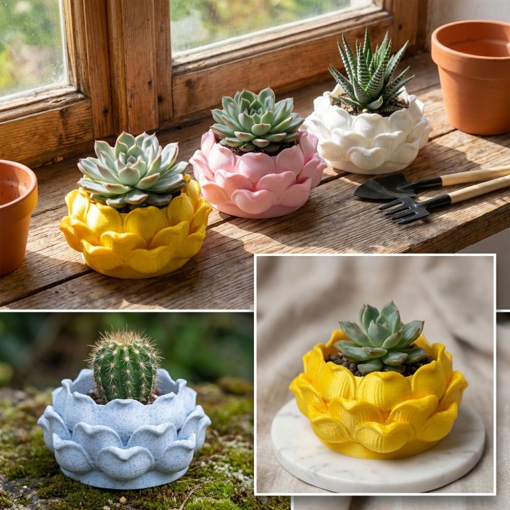 Lotus Shaped Succulent Plant P - Rattan Plant Basket recension och pris